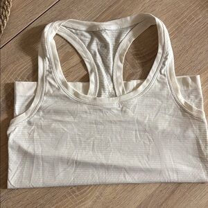lululemon athletica White Striped Tank Top